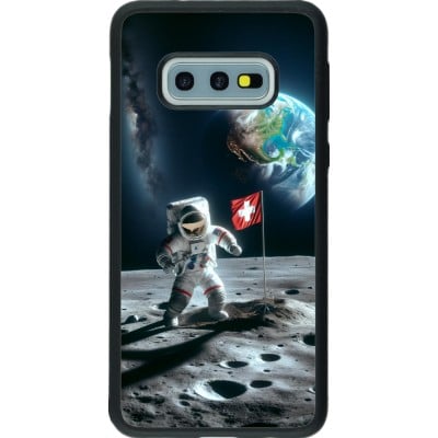 Coque Samsung Galaxy S10e - Silicone rigide noir Astro Suisse sur lune