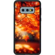 Coque Samsung Galaxy S10e - Silicone rigide noir Automne Magique Orange