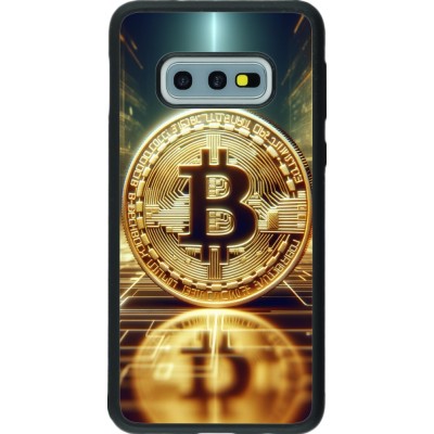 Coque Samsung Galaxy S10e - Silicone rigide noir Bitcoin Standing