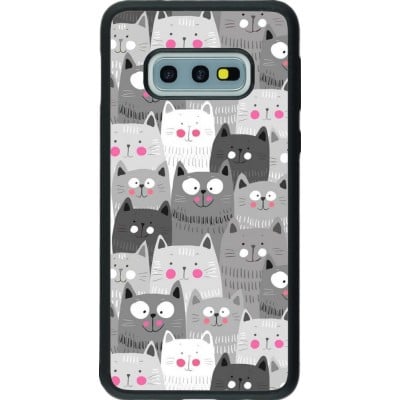 Coque Samsung Galaxy S10e - Silicone rigide noir Chats gris troupeau