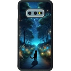 Coque Samsung Galaxy S10e - Silicone rigide noir Chat noir promenade