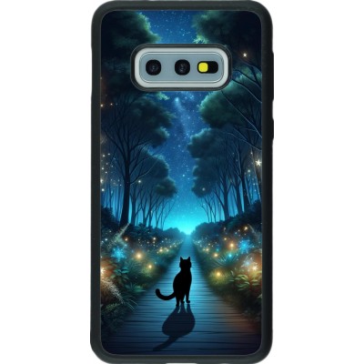 Coque Samsung Galaxy S10e - Silicone rigide noir Chat noir promenade