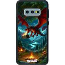 Coque Samsung Galaxy S10e - Silicone rigide noir Dragon Volant Forêt Trésor