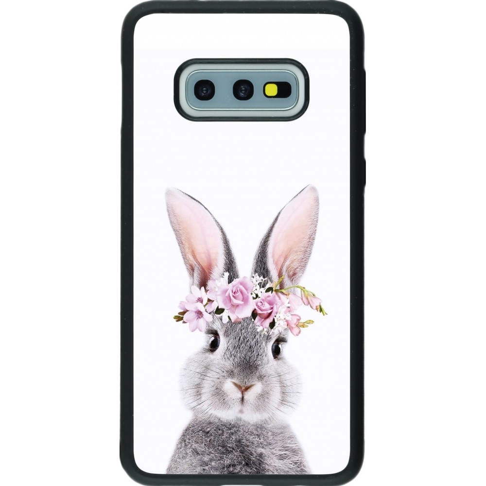 Coque Samsung Galaxy S10e - Silicone rigide noir Easter 2023 flower bunny