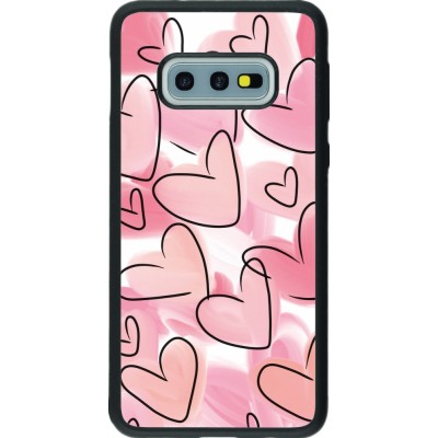 Coque Samsung Galaxy S10e - Silicone rigide noir Easter 2023 pink hearts