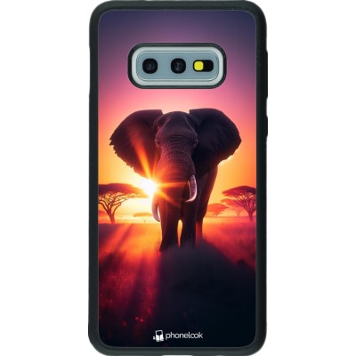 Coque Samsung Galaxy S10e - Silicone rigide noir Elephant Sunrise Beauty