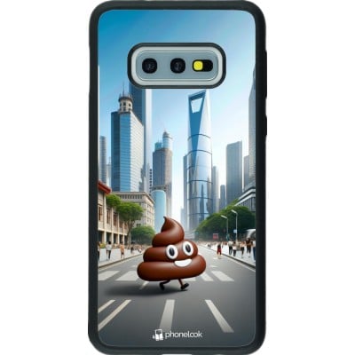 Coque Samsung Galaxy S10e - Silicone rigide noir Emoji Caca walk