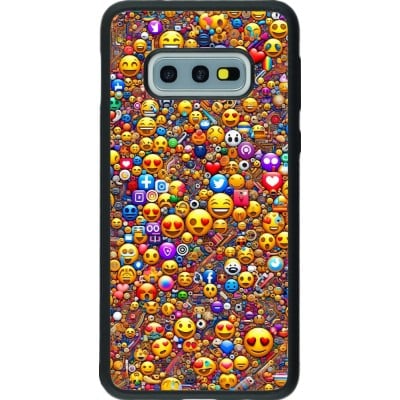 Coque Samsung Galaxy S10e - Silicone rigide noir Emoji mixed