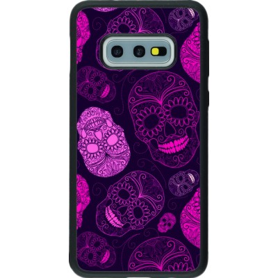 Coque Samsung Galaxy S10e - Silicone rigide noir Halloween 2023 pink skulls