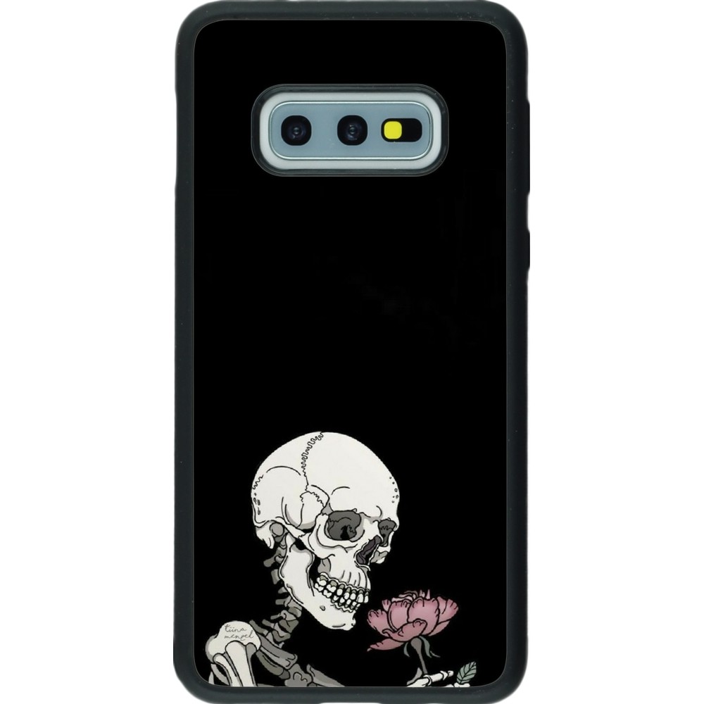 Coque Samsung Galaxy S10e - Silicone rigide noir Halloween 2023 rose and skeleton