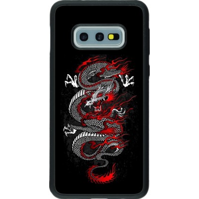 Coque Samsung Galaxy S10e - Silicone rigide noir Japanese style Dragon Tattoo Red Black