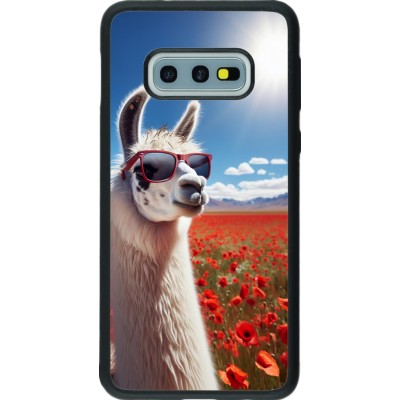 Coque Samsung Galaxy S10e - Silicone rigide noir Lama Chic en Coquelicot