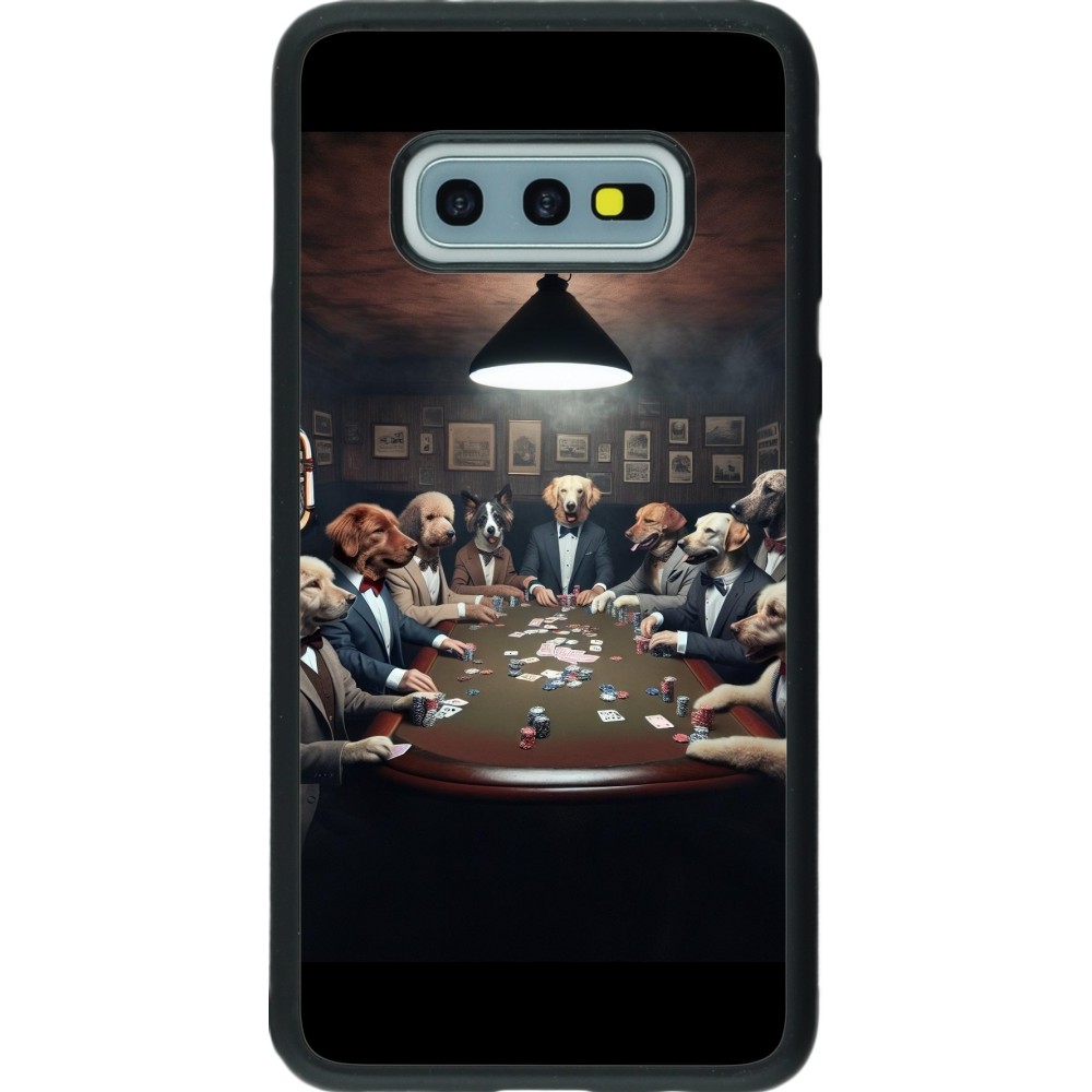 Coque Samsung Galaxy S10e - Silicone rigide noir Les pokerdogs