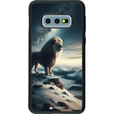 Coque Samsung Galaxy S10e - Silicone rigide noir Le lion blanc