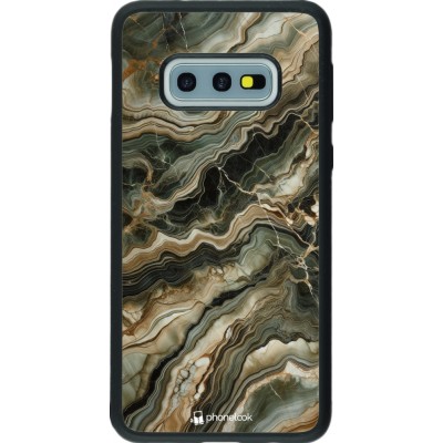 Coque Samsung Galaxy S10e - Silicone rigide noir Marbre Olive