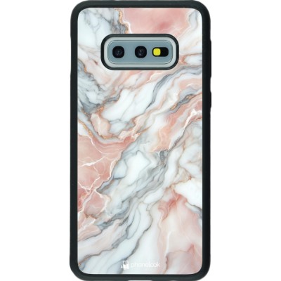 Coque Samsung Galaxy S10e - Silicone rigide noir Marbre Rose Lumineux