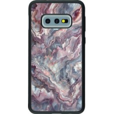 Coque Samsung Galaxy S10e - Silicone rigide noir Marbre violette argentée