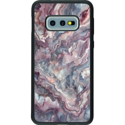 Coque Samsung Galaxy S10e - Silicone rigide noir Marbre violette argentée