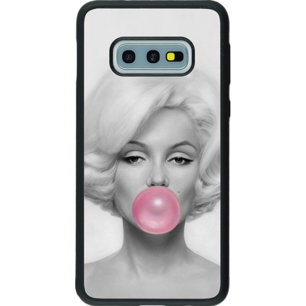 Coque Samsung Galaxy S10e - Silicone rigide noir Marilyn Bubble