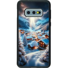 Coque Samsung Galaxy S10e - Silicone rigide noir Mont Neige Lumière