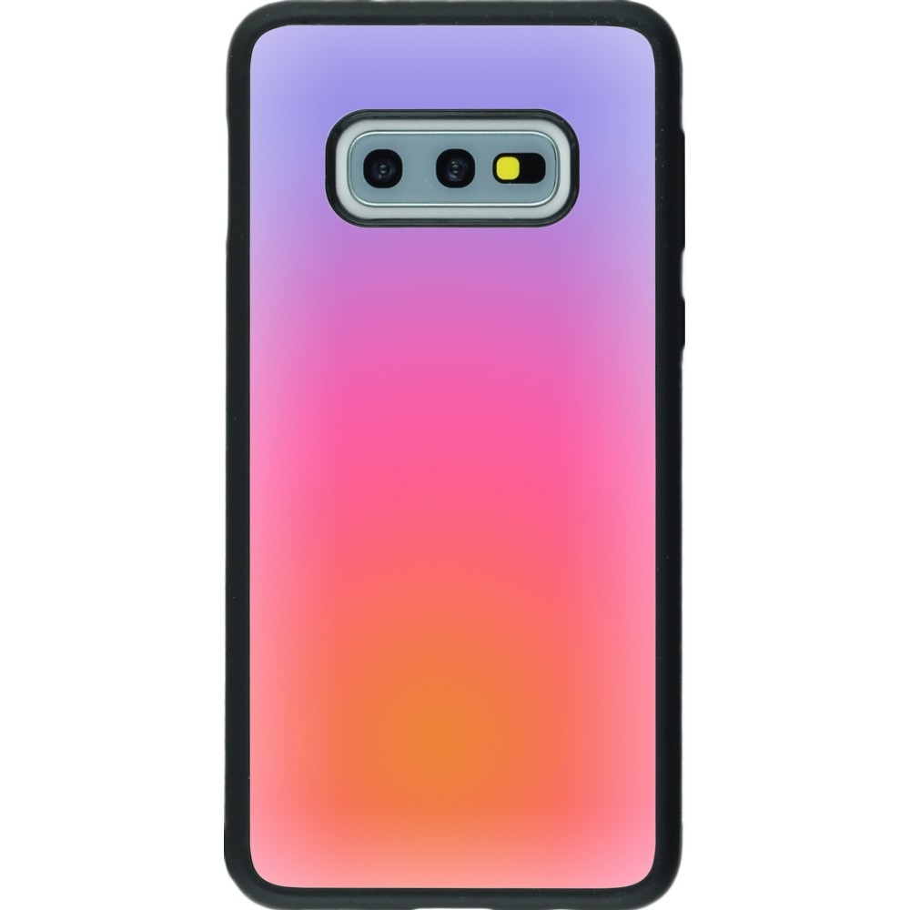 Coque Samsung Galaxy S10e - Silicone rigide noir Orange Pink Blue Gradient