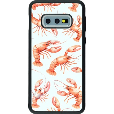 Coque Samsung Galaxy S10e - Silicone rigide noir Pattern de homards pastels