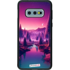 Coque Samsung Galaxy S10e - Silicone rigide noir Paysage Violet-Rose