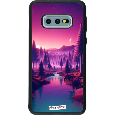 Coque Samsung Galaxy S10e - Silicone rigide noir Paysage Violet-Rose