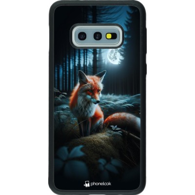 Coque Samsung Galaxy S10e - Silicone rigide noir Renard lune forêt