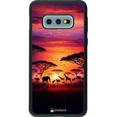 Samsung Galaxy S10e Case Hülle - Silikon schwarz Safari Sonnenuntergang Wildtiere