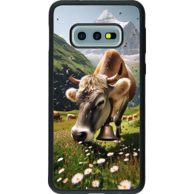 Coque Samsung Galaxy S10e - Silicone rigide noir Vache montagne Valais