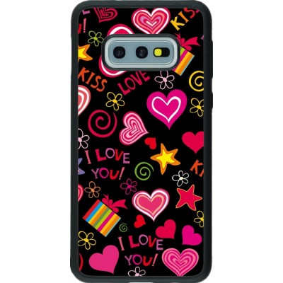 Coque Samsung Galaxy S10e - Silicone rigide noir Valentine 2023 love symbols