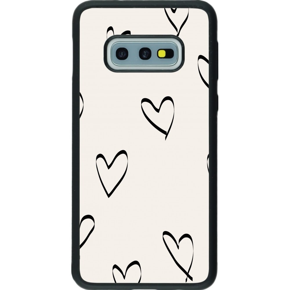 Coque Samsung Galaxy S10e - Silicone rigide noir Valentine 2023 minimalist hearts