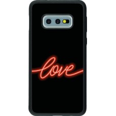 Coque Samsung Galaxy S10e - Silicone rigide noir Valentine 2023 neon love