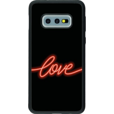 Coque Samsung Galaxy S10e - Silicone rigide noir Valentine 2023 neon love