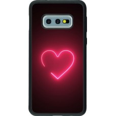 Coque Samsung Galaxy S10e - Silicone rigide noir Valentine 2023 single neon heart