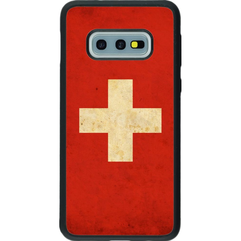 Coque Samsung Galaxy S10e - Silicone rigide noir Vintage Flag SWISS