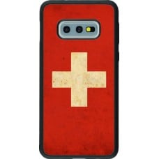 Coque Samsung Galaxy S10e - Silicone rigide noir Vintage Flag SWISS