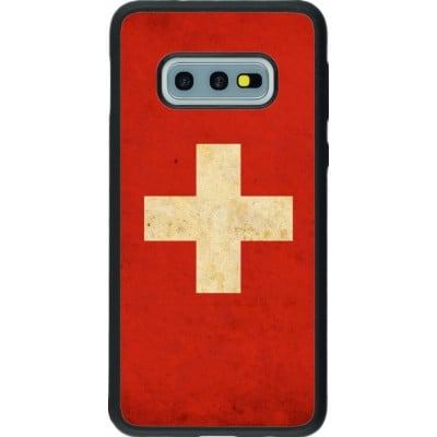 Coque Samsung Galaxy S10e - Silicone rigide noir Vintage Flag SWISS