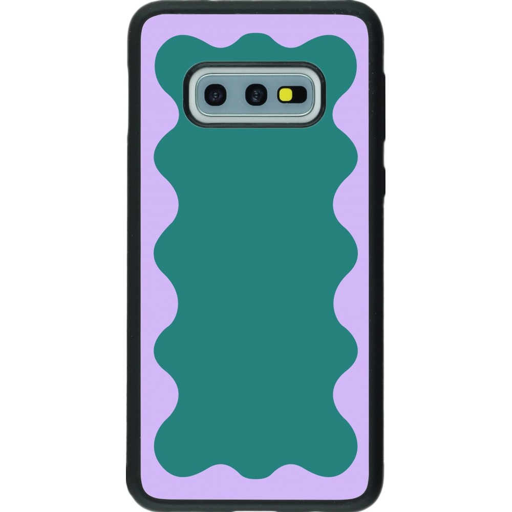 Coque Samsung Galaxy S10e - Silicone rigide noir Wavy Rectangle Green Purple