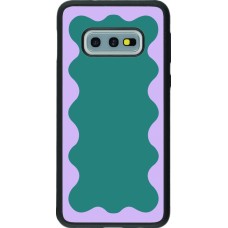 Coque Samsung Galaxy S10e - Silicone rigide noir Wavy Rectangle Green Purple