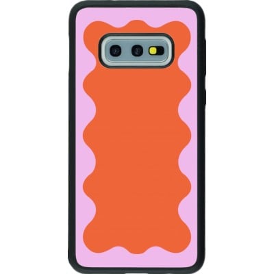 Coque Samsung Galaxy S10e - Silicone rigide noir Wavy Rectangle Orange Pink