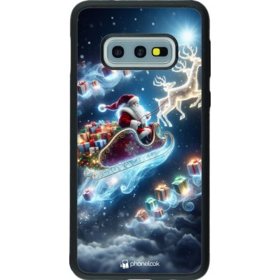 Coque Samsung Galaxy S10e - Silicone rigide noir Noël 2023 Père Noël enchanté