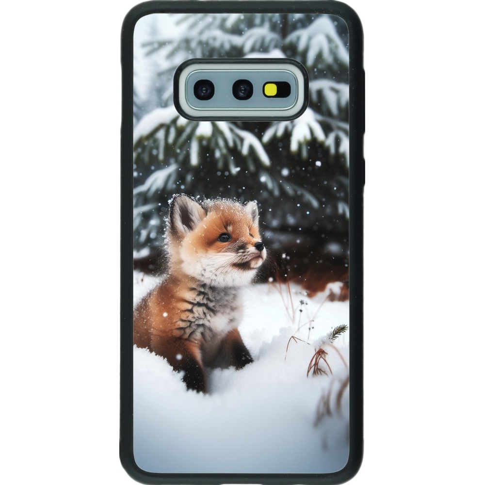 Coque Samsung Galaxy S10e - Silicone rigide noir Noël 2023 Renardeau sapin