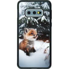 Coque Samsung Galaxy S10e - Silicone rigide noir Noël 2023 Renardeau sapin