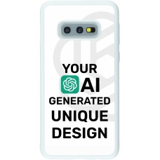 Coque Samsung Galaxy S10e - Silicone rigide blanc 100% unique générée par intelligence artificielle (AI) avec vos idées