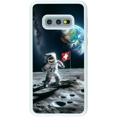 Coque Samsung Galaxy S10e - Silicone rigide blanc Astro Suisse sur lune