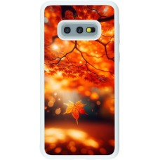 Coque Samsung Galaxy S10e - Silicone rigide blanc Automne Magique Orange