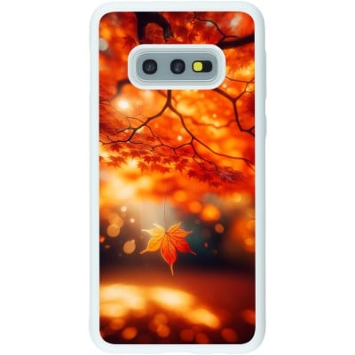 Coque Samsung Galaxy S10e - Silicone rigide blanc Automne Magique Orange