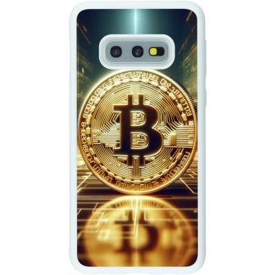 Coque Samsung Galaxy S10e - Silicone rigide blanc Bitcoin Standing